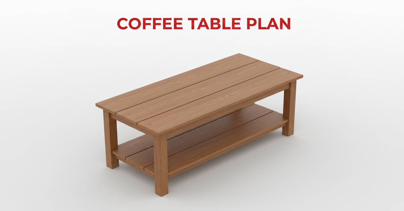 Front elevation drawing of coffee table with joinery details
