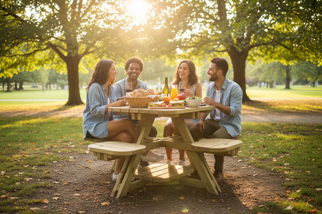 Friends outdoor lunch