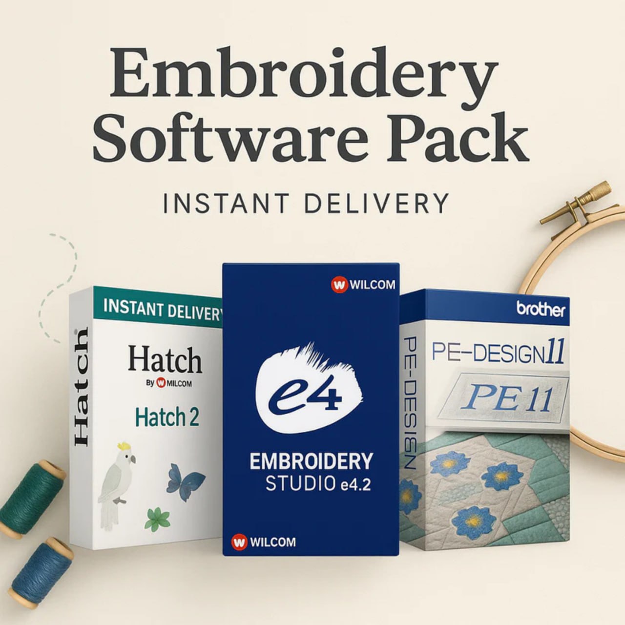 Embroidery Pack Hatch 2 - Wilcom e4.2 - PE design 11 + FREE 1,000,000 Embroidery Designs Bundle