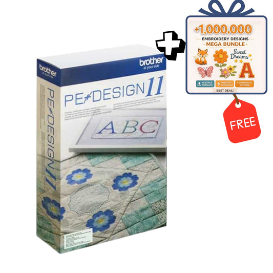 PE Design 11 Lifetime License + FREE 1,000,000 Embroidery Designs Bundle (Instant Download)